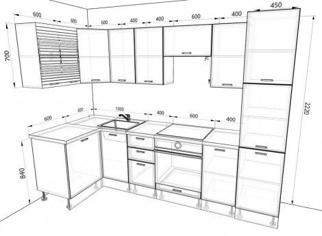 Модульная кухня Европа | Комплектация 1 | длина 2,9 метра, цвет мор дерево фото 2