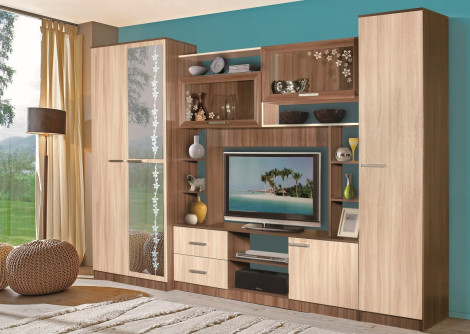 Гостиная Мадрид 1 | Комплектация 1 | длина 2,7 метра, цвет ясень шимо тёмный / светлый фото 1