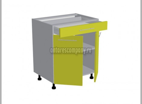 Модуль №097 - Шкаф напольный 70 см - Стол двухдверный 1 ящик ширина 700 мм высота 820 мм - Кухня Базис Linecolor