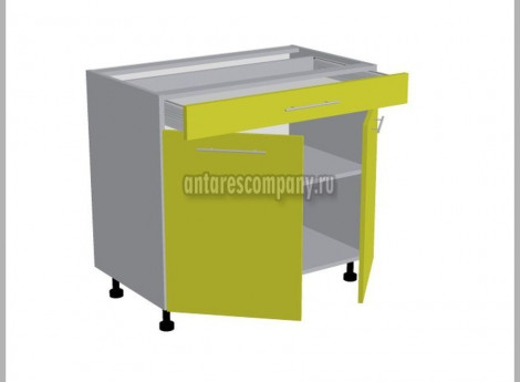 Модуль №099 - Шкаф напольный 90 см - Стол двухдверный 1 ящик ширина 900 мм высота 820 мм - Кухня Базис Nicole-Wood