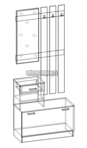 Прихожая Ната-Лина М | Комплектация 1 | длина 0,9 метра, цвет дуб молочный фото 2