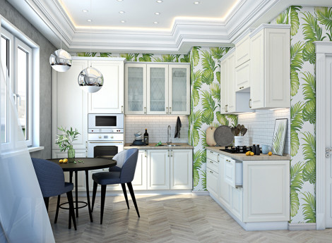 Модульная кухня Ницца | Комплектация 4 | длина 2,4 метра, цвет дуб фактурный кремовый фото 1