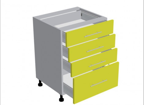 Модуль №190 - Шкаф напольный 60 см - Стол 4 ящика ширина 600 мм высота 820 мм - Кухня Базис Nicole