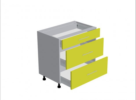Модуль №110 - Шкаф напольный 80 см - Стол 3 ящика ширина 800 мм высота 820 мм - Кухня Базис Nicole-Mix