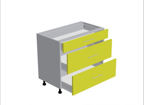 Модуль №111 - Шкаф напольный 90 см - Стол 3 ящика ширина 900 мм высота 820 мм - Кухня Базис Nicole-Mix