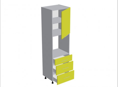 Модуль №183 - Пенал 60 см - Колонна под духовой шкаф 3 ящика ширина 600 мм высота 2140 мм - Кухня Мишель