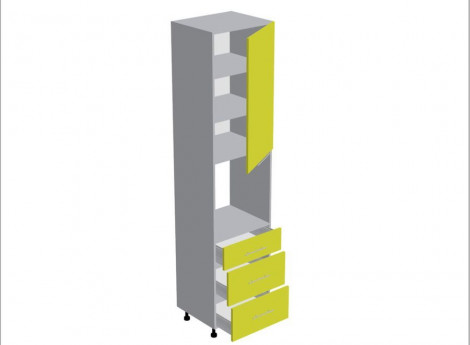 Модуль №184 - Шкаф напольный 60 см - Колонна под духовой шкаф 3 ящика ширина 600 мм высота 2380 мм - Кухня Базис Nicole