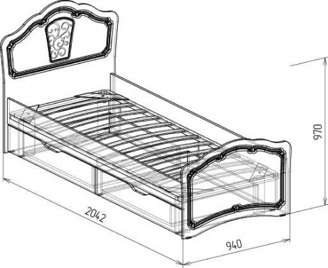 Модуль - Кровать №3 0,8 с ящиками - Кровать 94 см - Детская Тиффани фото 2