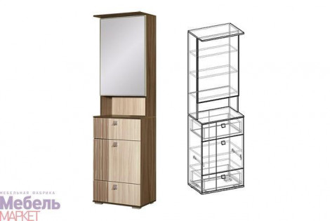Модуль - Тумба с зеркалом - Тумба 59 см - Прихожая Богемия