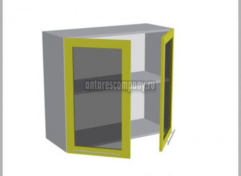 Модуль №019 - Шкаф навесной 80 см - Шкаф двухдверный со стеклом ширина 800 мм высота 720 мм - Кухня Базис Nicole-Wood