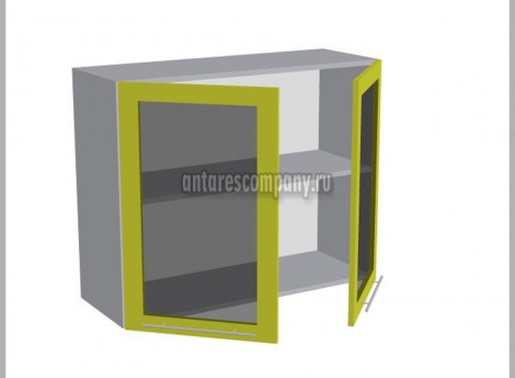 Модуль №020 - Шкаф навесной 90 см - Шкаф двухдверный со стеклом ширина 900 мм высота 720 мм - Кухня Базис Nicole