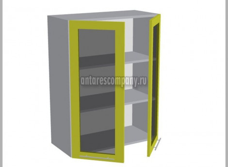 Модуль №045 - Шкаф навесной 70 см - Шкаф двухдверный со стеклом ширина 700 мм высота 960 мм - Кухня Базис Nicole