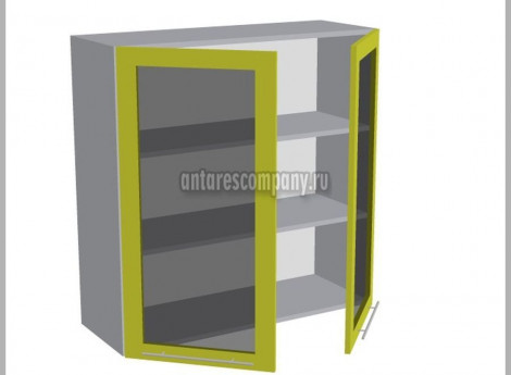 Модуль №047 - Шкаф навесной 90 см - Шкаф двухдверный со стеклом ширина 900 мм высота 960 мм - Кухня Базис Nicole-Mix